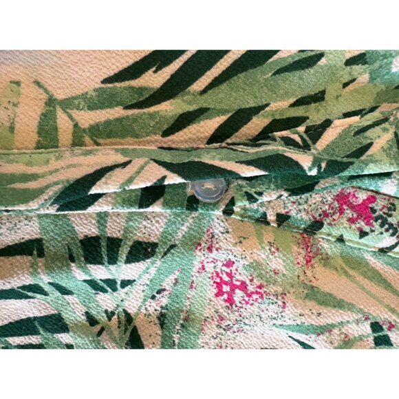 Mandee Womens Tropical Leaf Print Sleeveless Blouse Size 1X - Picture 3 of 11